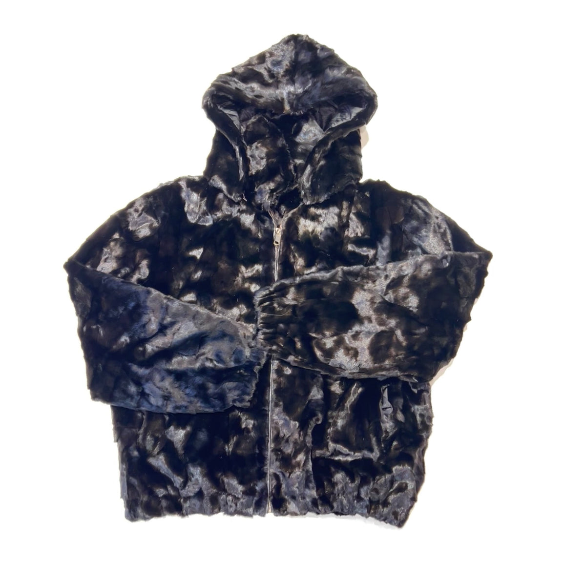 Kashani Men's Black Diamond Cut Mink Hooded Bomber Jacket - Dudes Boutique
