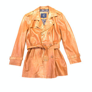 Barya NewYork Cognac Lambskin Trench Jacket - Dudes Boutique