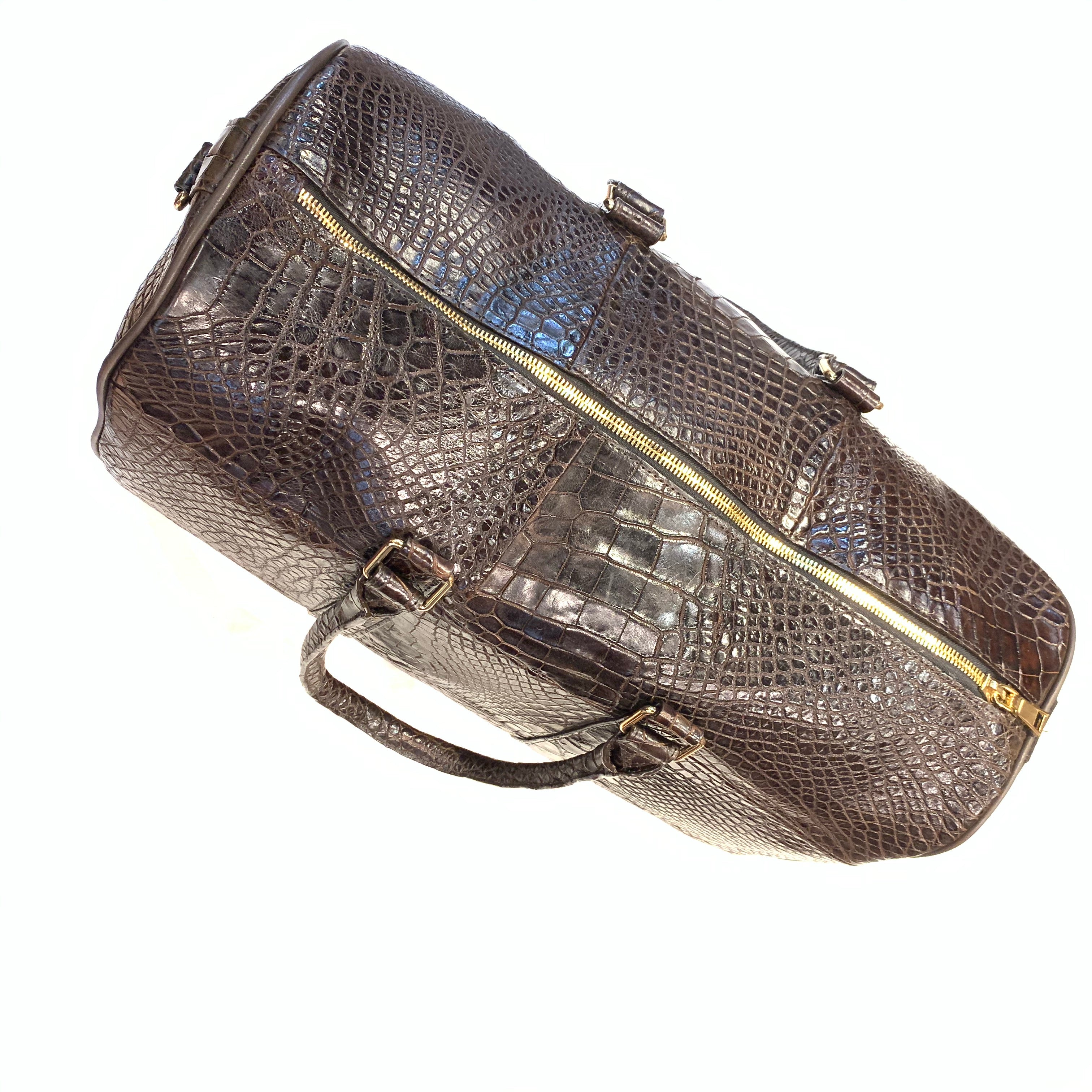 Kashani Brown Full Alligator Body Duffle Bag - Dudes Boutique