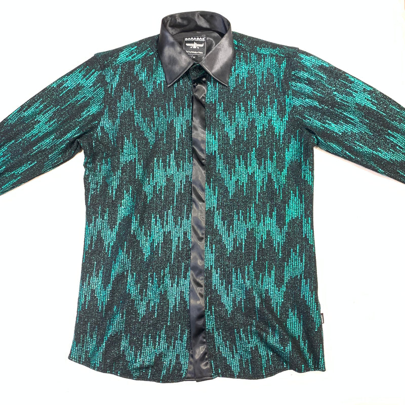 Barabas SWITCHED ON Black/Emerald Shine Button Up Shirt - Dudes Boutique