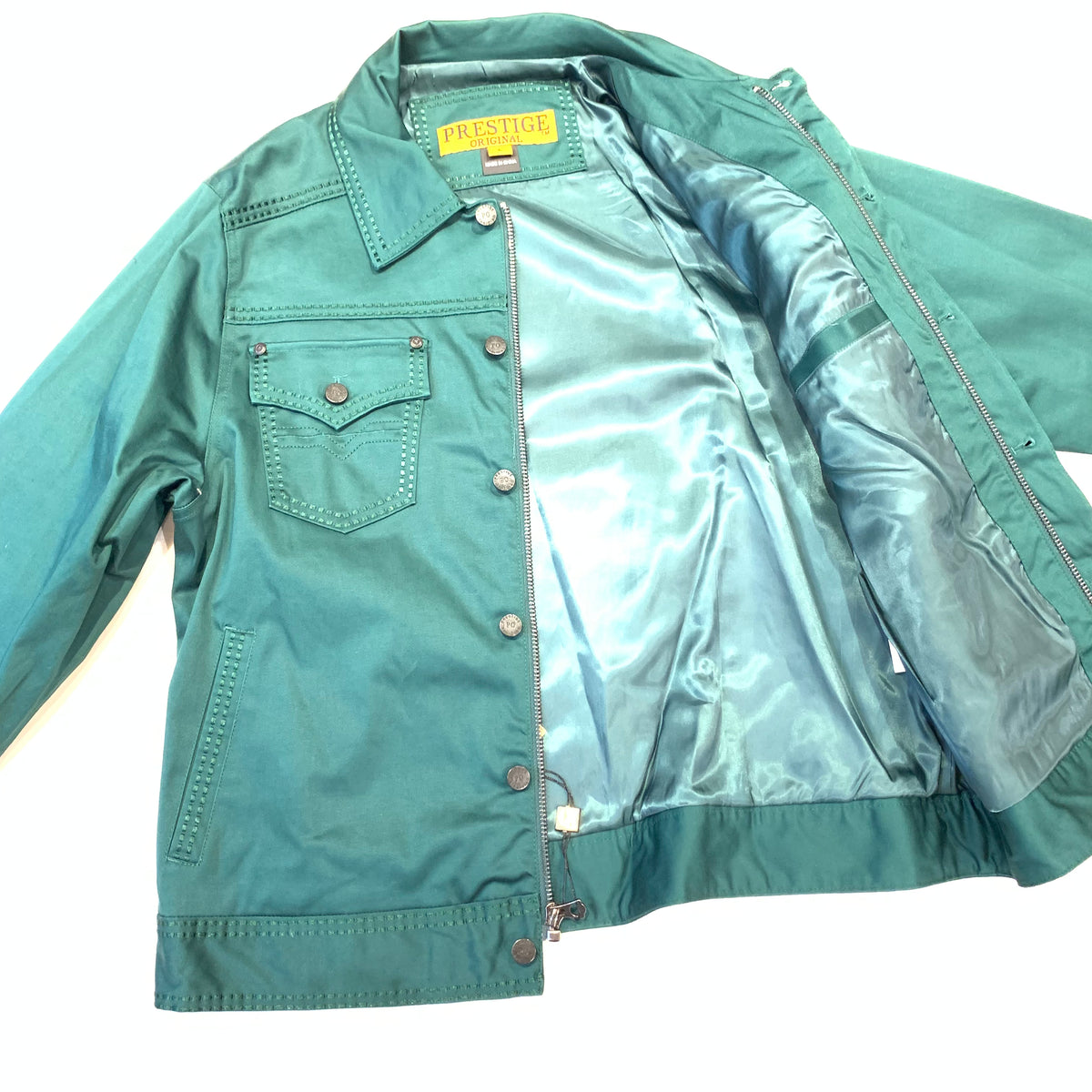Prestige Men's Green Double Stitched  Zipper Biker Jacket - Dudes Boutique
