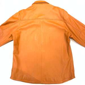 Kashani Men's Tangerine Lambskin Button-Up Shirt - Dudes Boutique