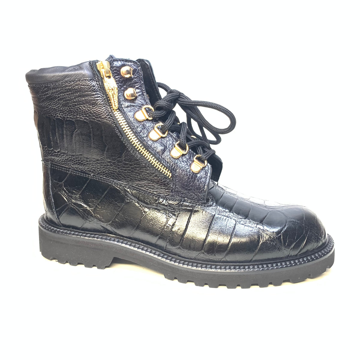 Mauri -3017/1 Black "Hunter" Alligator/Ostrich Boot - Dudes Boutique