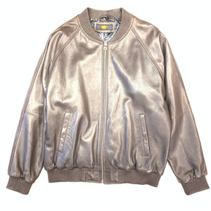 Kashani Chocolate Brown Naked Lambskin Bomber Jacket - Dudes Boutique