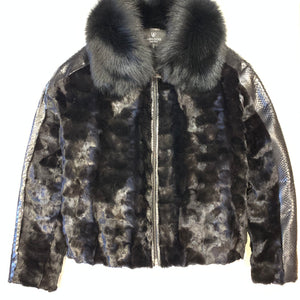 Kashani Black Natural Python Silver Fox Mink Fur Coat - Dudes Boutique