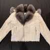 Kashani White Mink Diamond Cut Hooded Silver Fox Bomber Jacket - Dudes Boutique