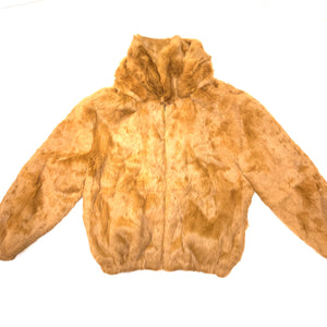 Kashani Men’s Whisky Rabbit Fur Hooded Bomber Jacket - Dudes Boutique