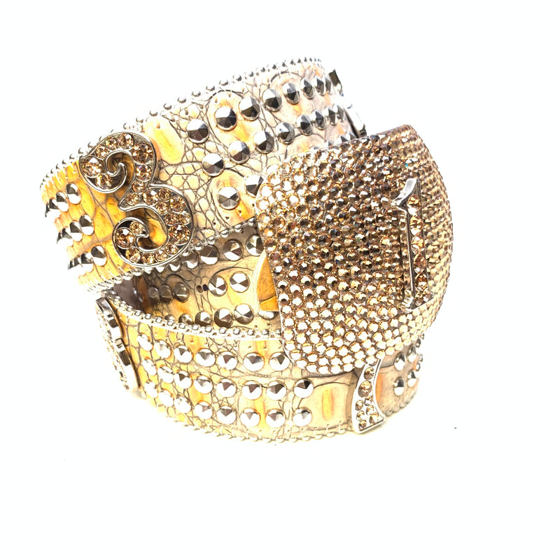 b.b. Simon "Gold Numbers" Studded Crystal Belt - Dudes Boutique