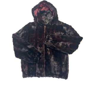 Kashani Men's Wine Diamond Cut Mink Hooded Bomber Jacket - Dudes Boutique