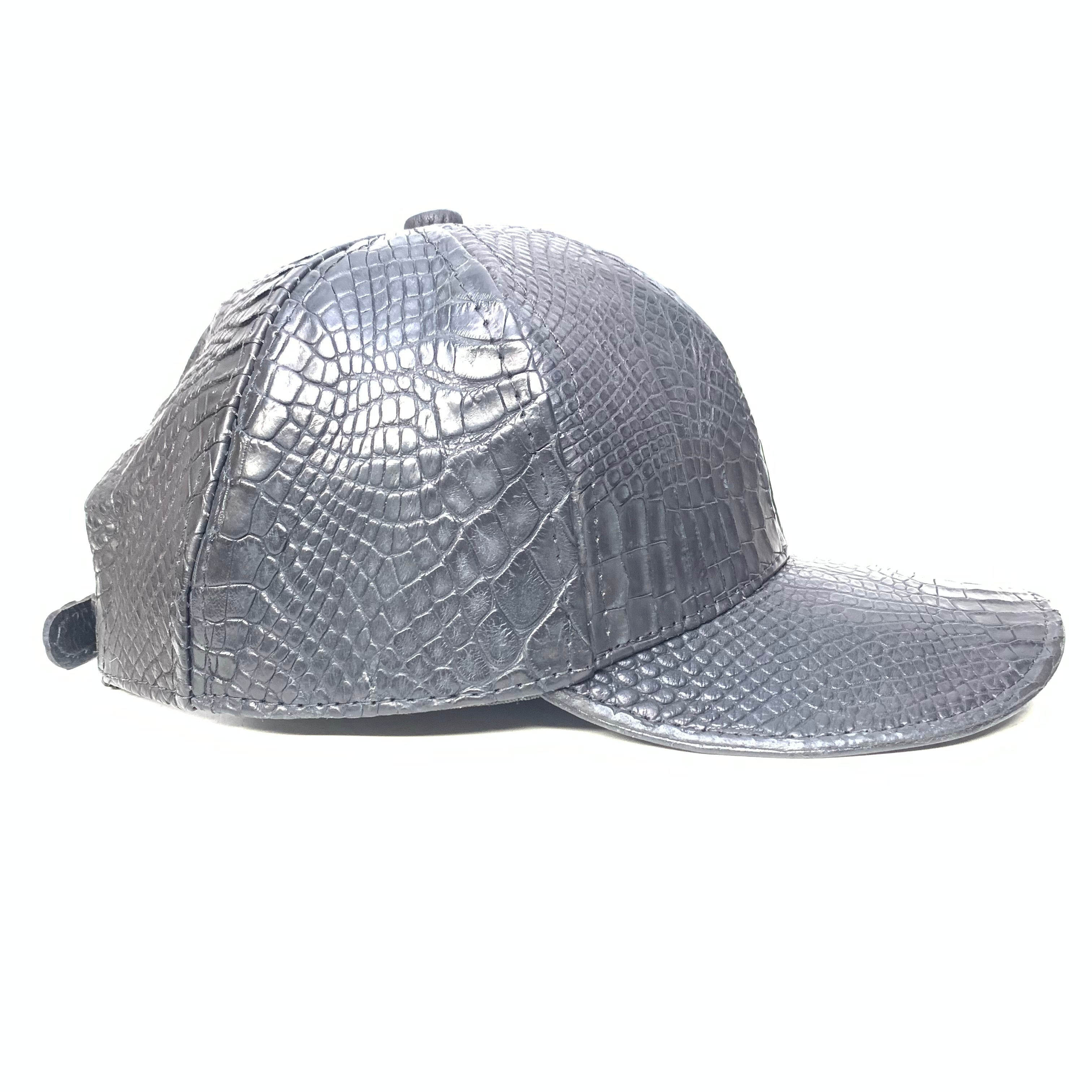 Kashani Men's Black All-Over Alligator Strap-Back Base Ball Hat - Dudes Boutique