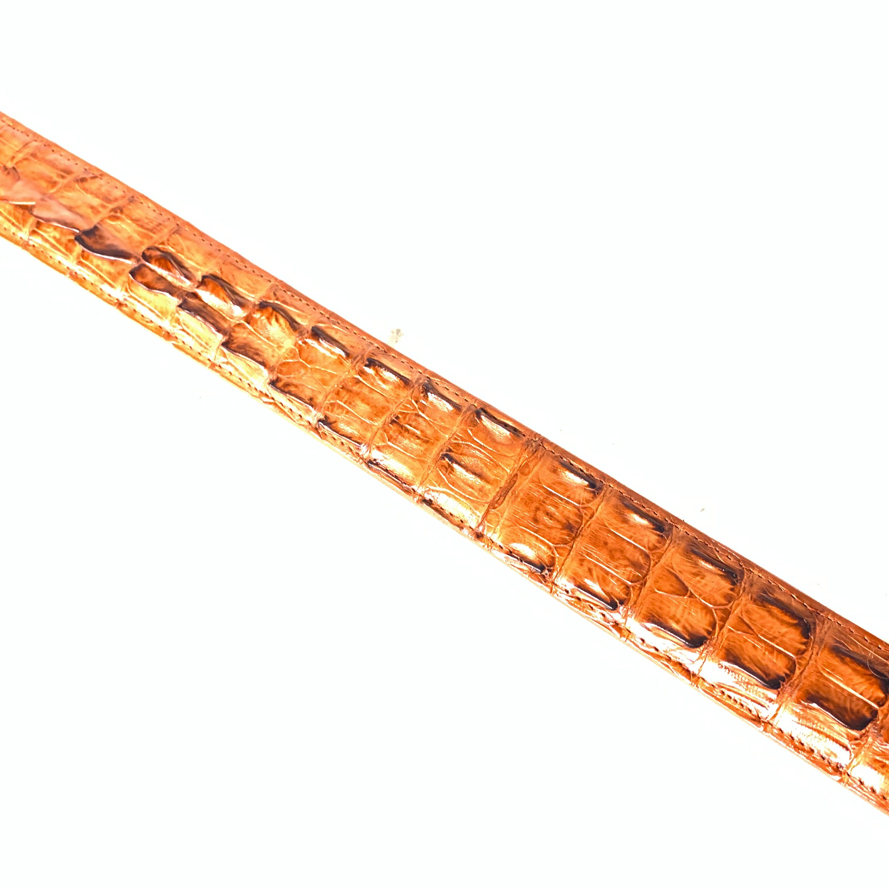 Kashani Cognac Hornback Crocodile Tail Exotic Skin Belt - Dudes Boutique