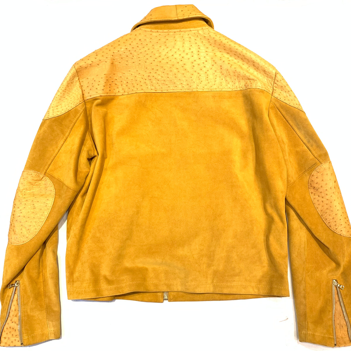 Kashani Men's Canary Yellow Suede/Ostrich Quill Jacket - Dudes Boutique