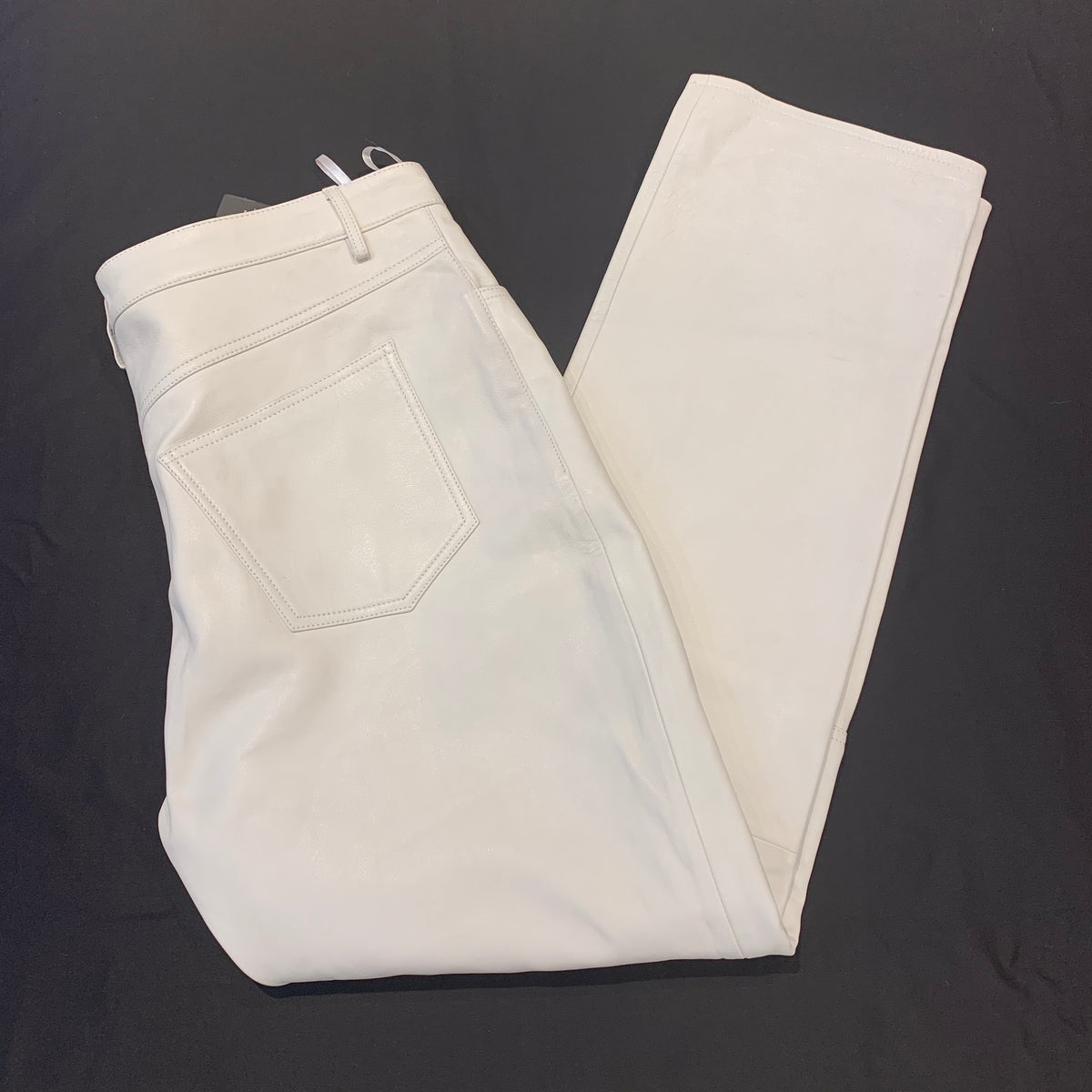 Kashani Men's White Lambskin Straight Cut Leather Pants - Dudes Boutique