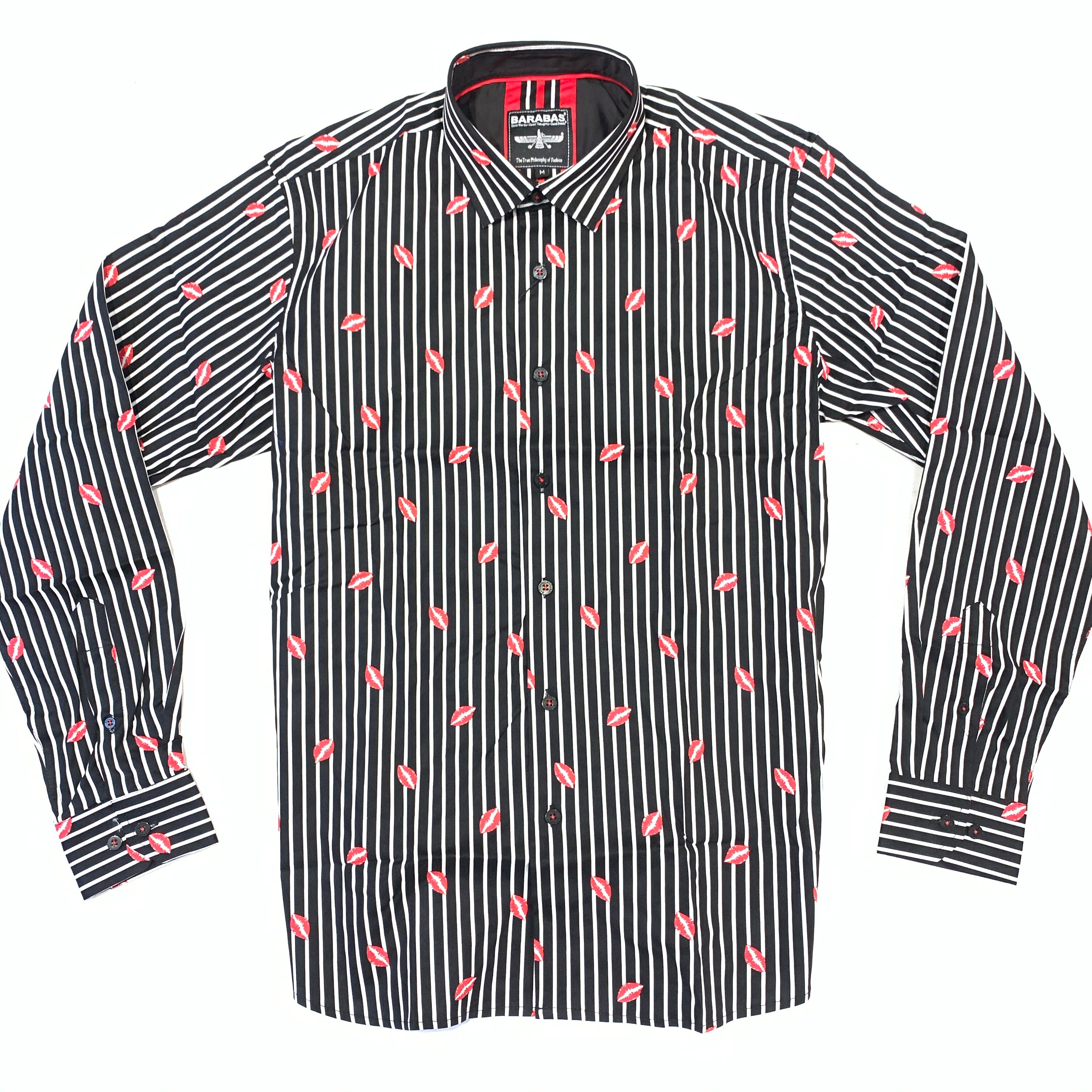 Barabas French Lips Black Button Up Shirt - Dudes Boutique