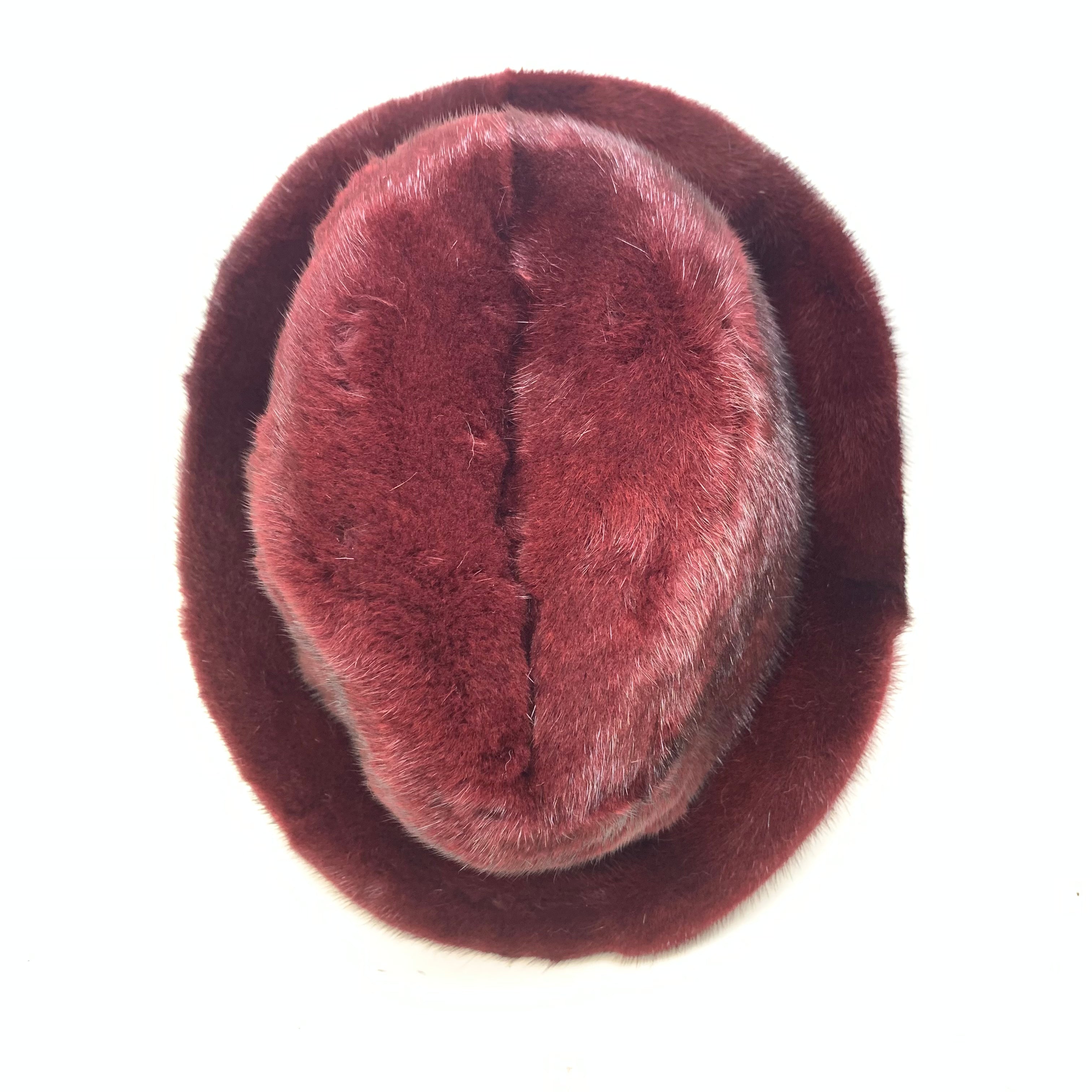 Kashani Wine Full Mink Fur Top Hat - Dudes Boutique