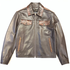 Kashani Men's Dark Brown Alligator/ Stingray/ Lambskin Bomber Jacket - Dudes Boutique