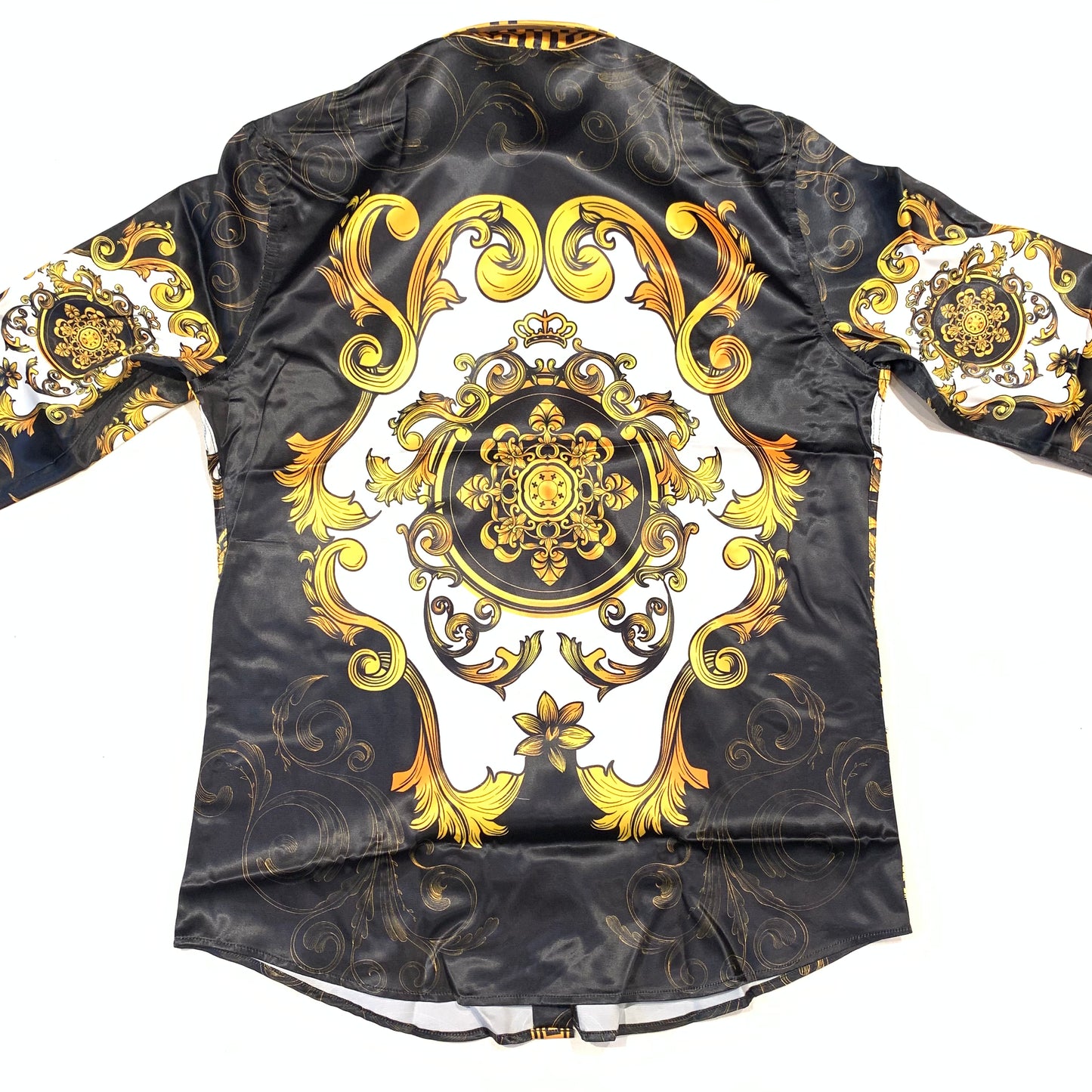 Barocco Men's Black Gold Garden Greek key Button Up Shirt - Dudes Boutique