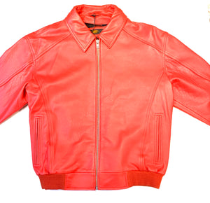 Kashani Men's Red Antique Lambskin Bomber Jacket - Dudes Boutique