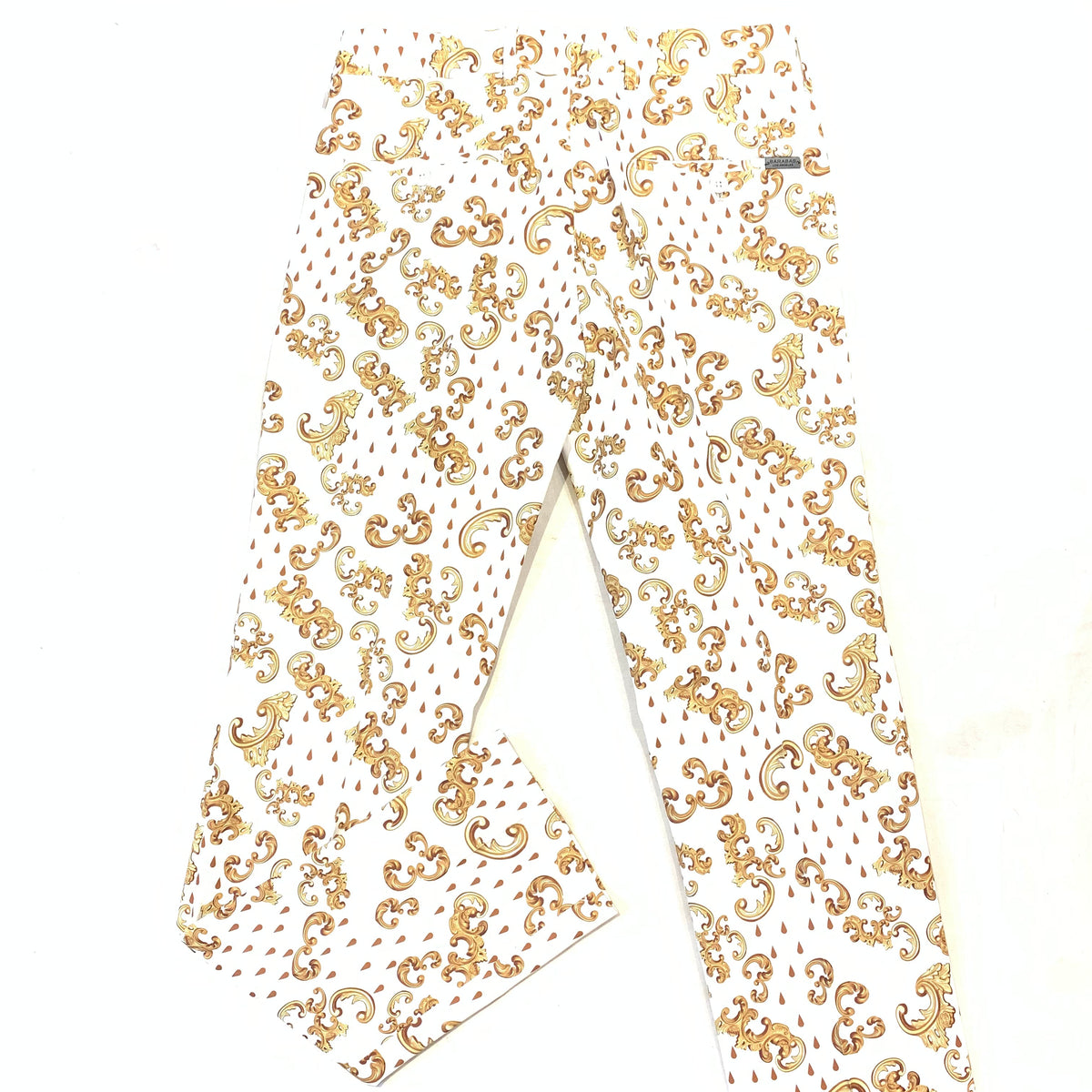 Barabas White Gold Royal Print Dress Pants - Dudes Boutique