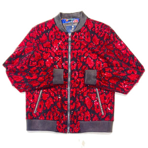 Barya NewYork Red Black Crystal Bomber Jacket - Dudes Boutique