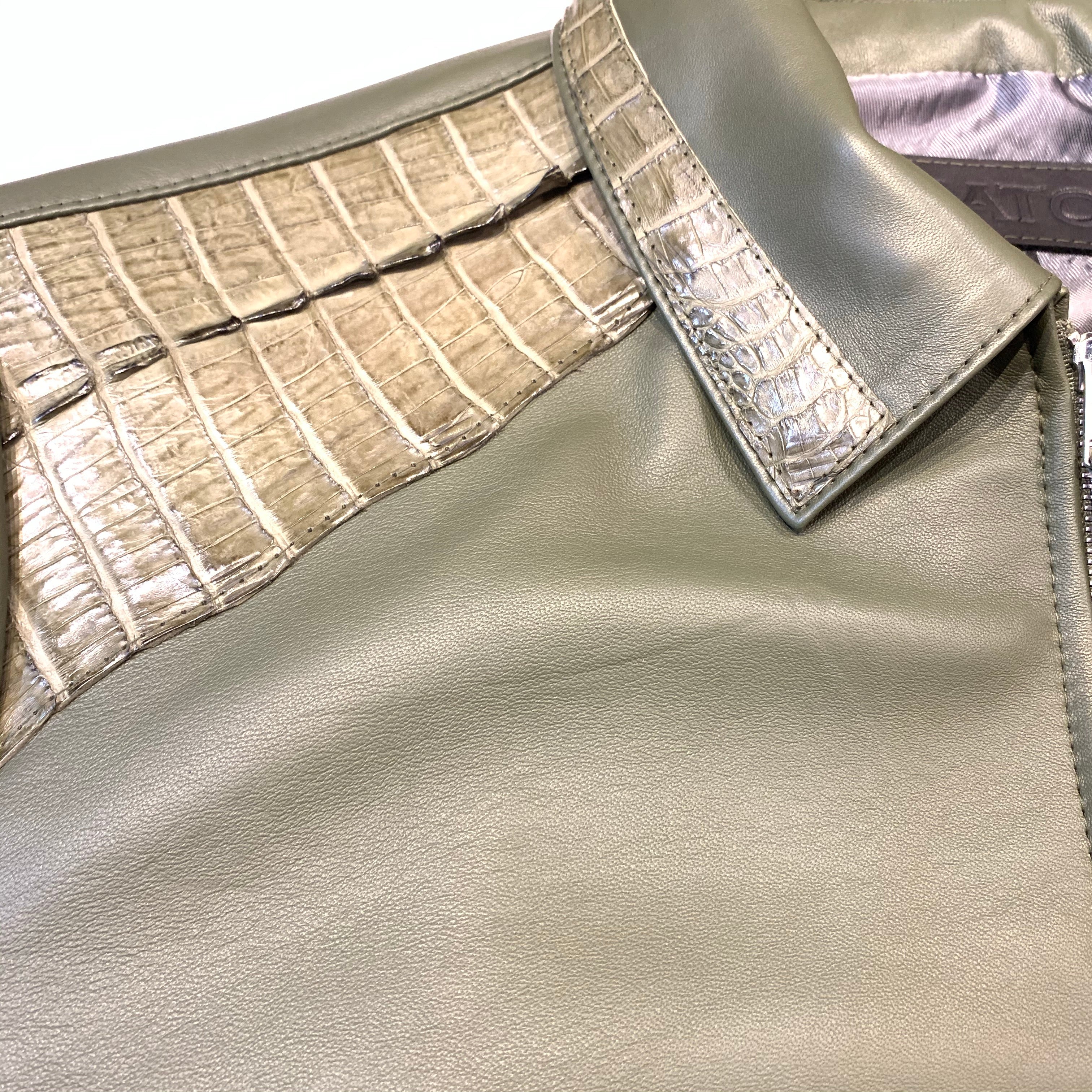 Kashani Olive Alligator Bomber Jacket - Dudes Boutique