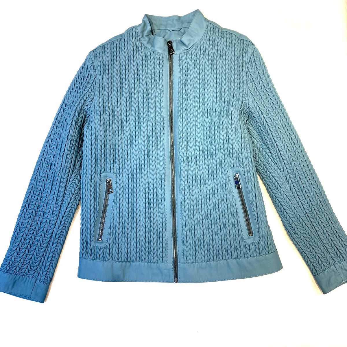 Barya NewYork Light Blue Lambskin Weaved Jacket - Dudes Boutique