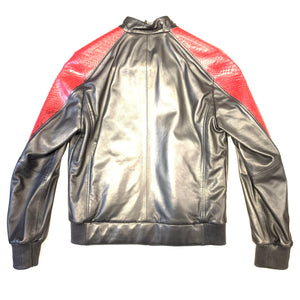 Kashani Black Red Python MA-1 Bomber Jacket - Dudes Boutique