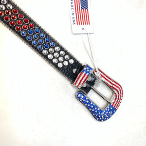 b.b. Simon American Flag Fully Loaded Crystal Belt - Dudes Boutique