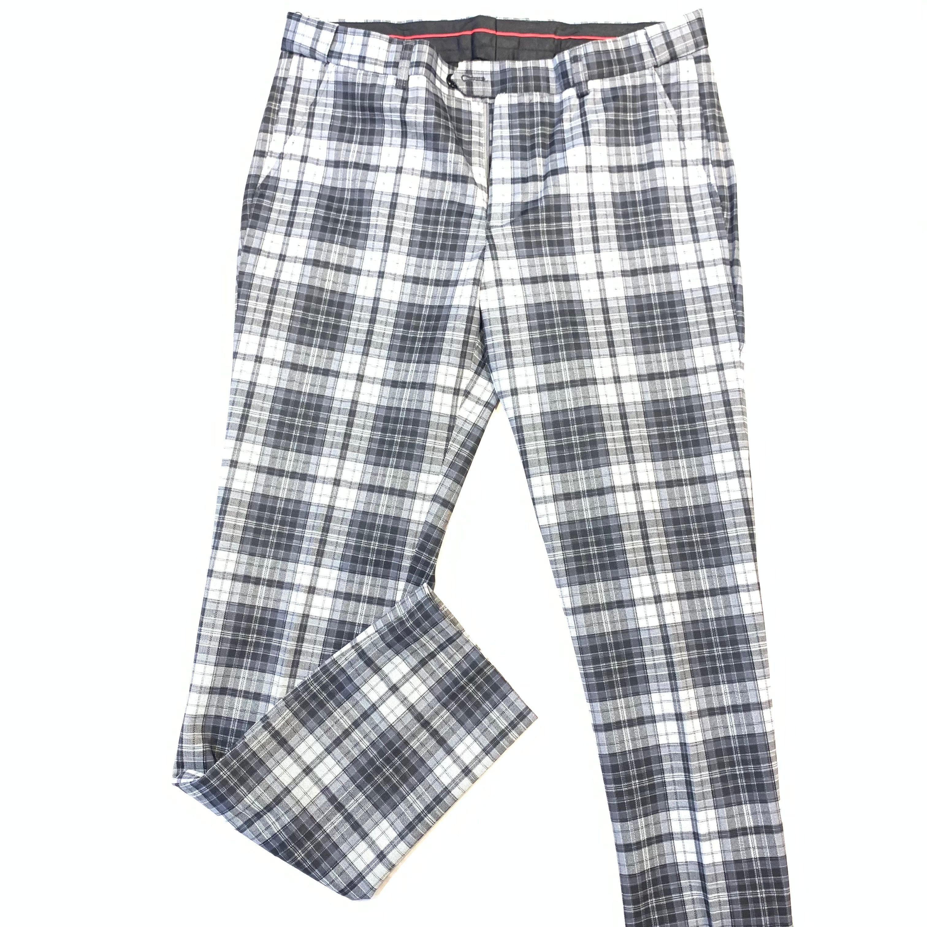 Barabas Multi Grey Plaid Dress Pants - Dudes Boutique