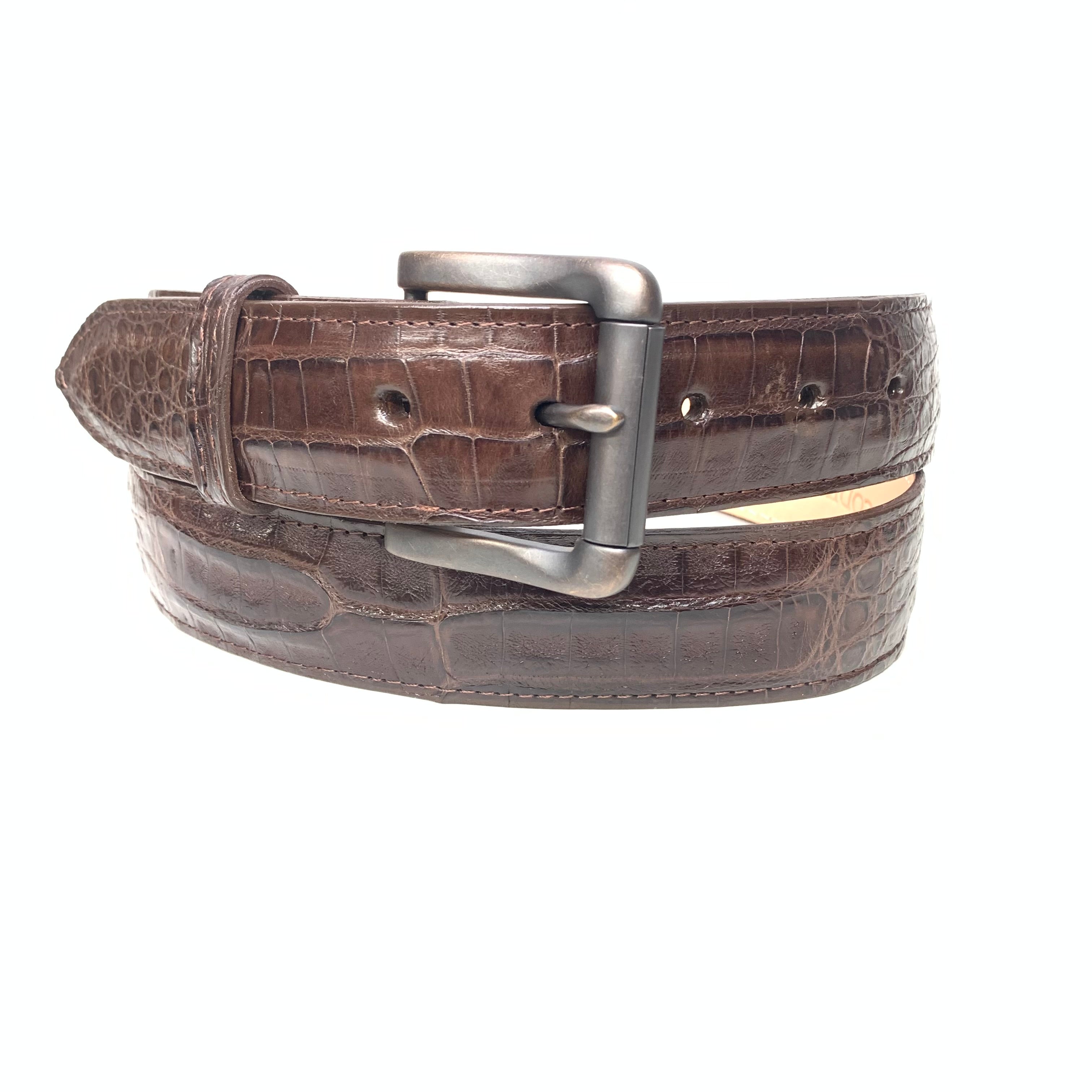 Safari Men's Chocolate Brown Crocodile Belt - Dudes Boutique