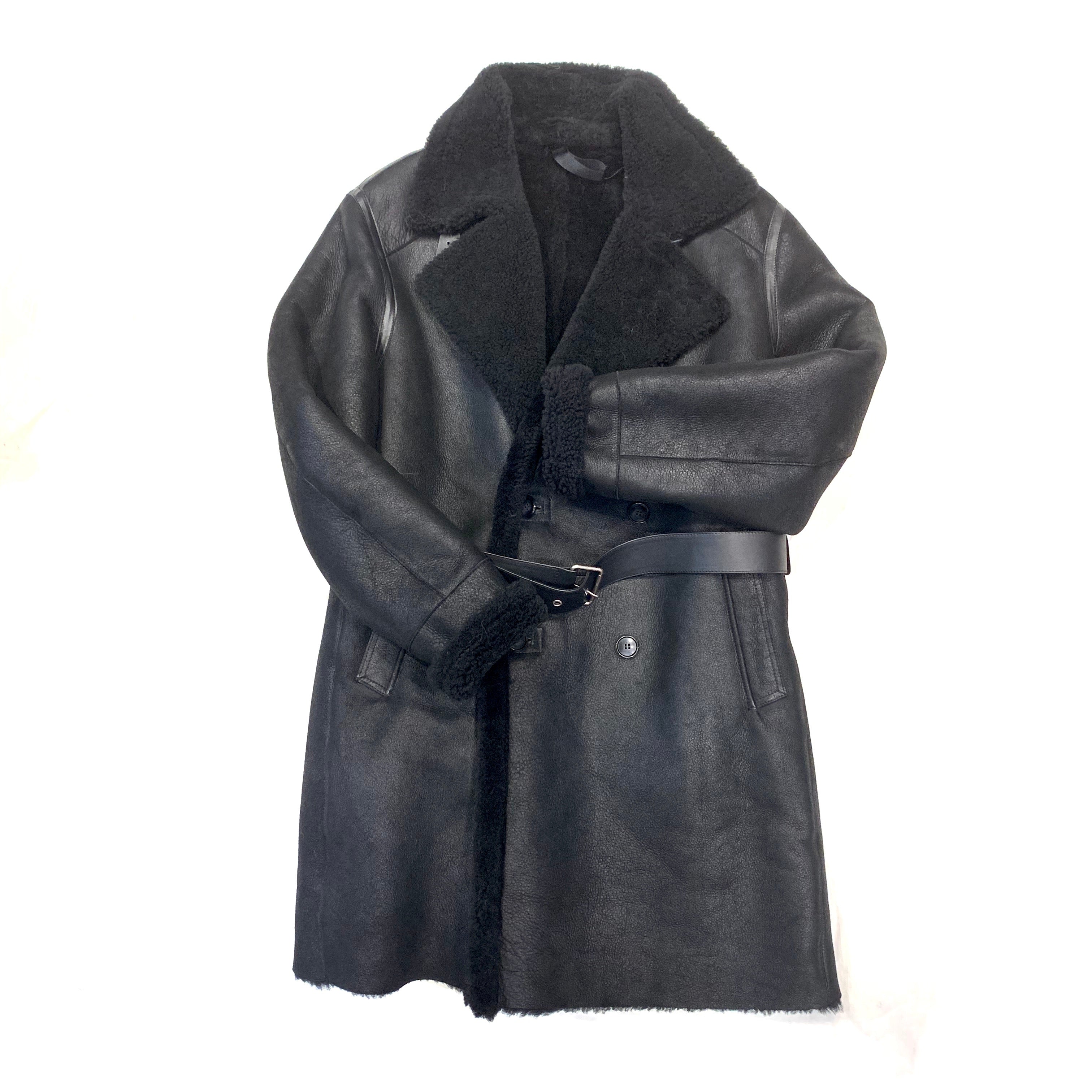 Barya NewYork Black Shearling Trench Coat - Dudes Boutique