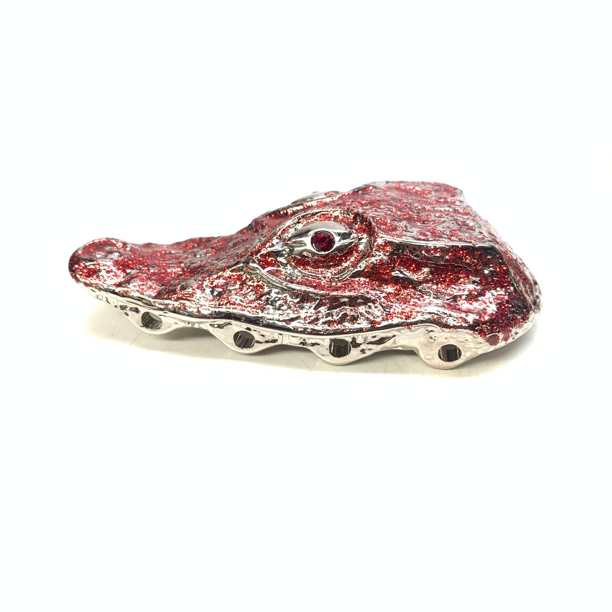 Mauri "Crystal Eye" Red Gator Head Lace Holders - Dudes Boutique