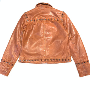 Scully Ladies Mahogany Brown Studded Leather Jacket - Dudes Boutique