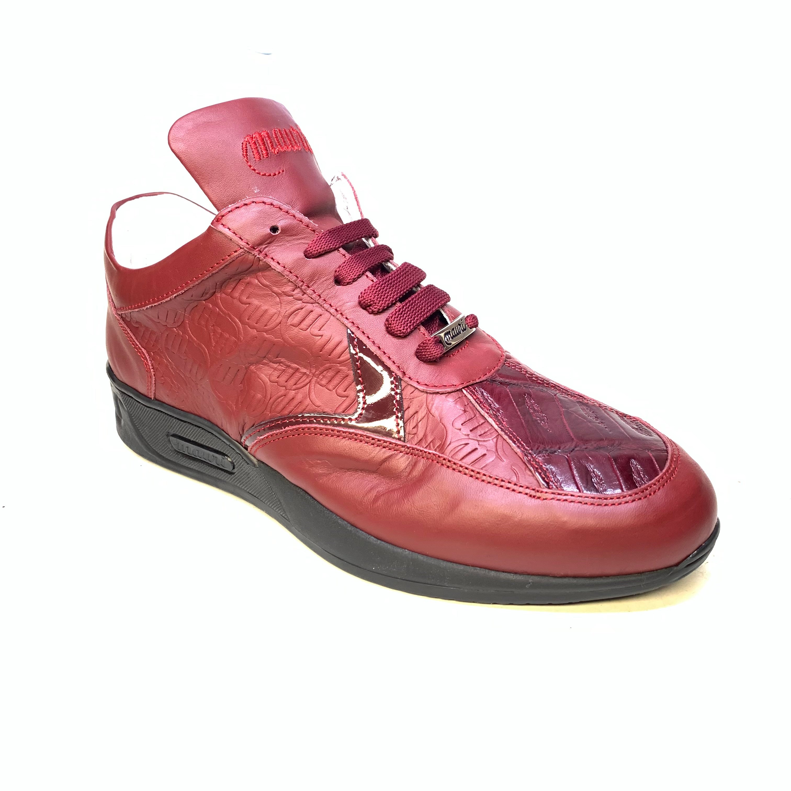 Mauri M770 Wine Burgundy Crocodile Sneakers - Dudes Boutique