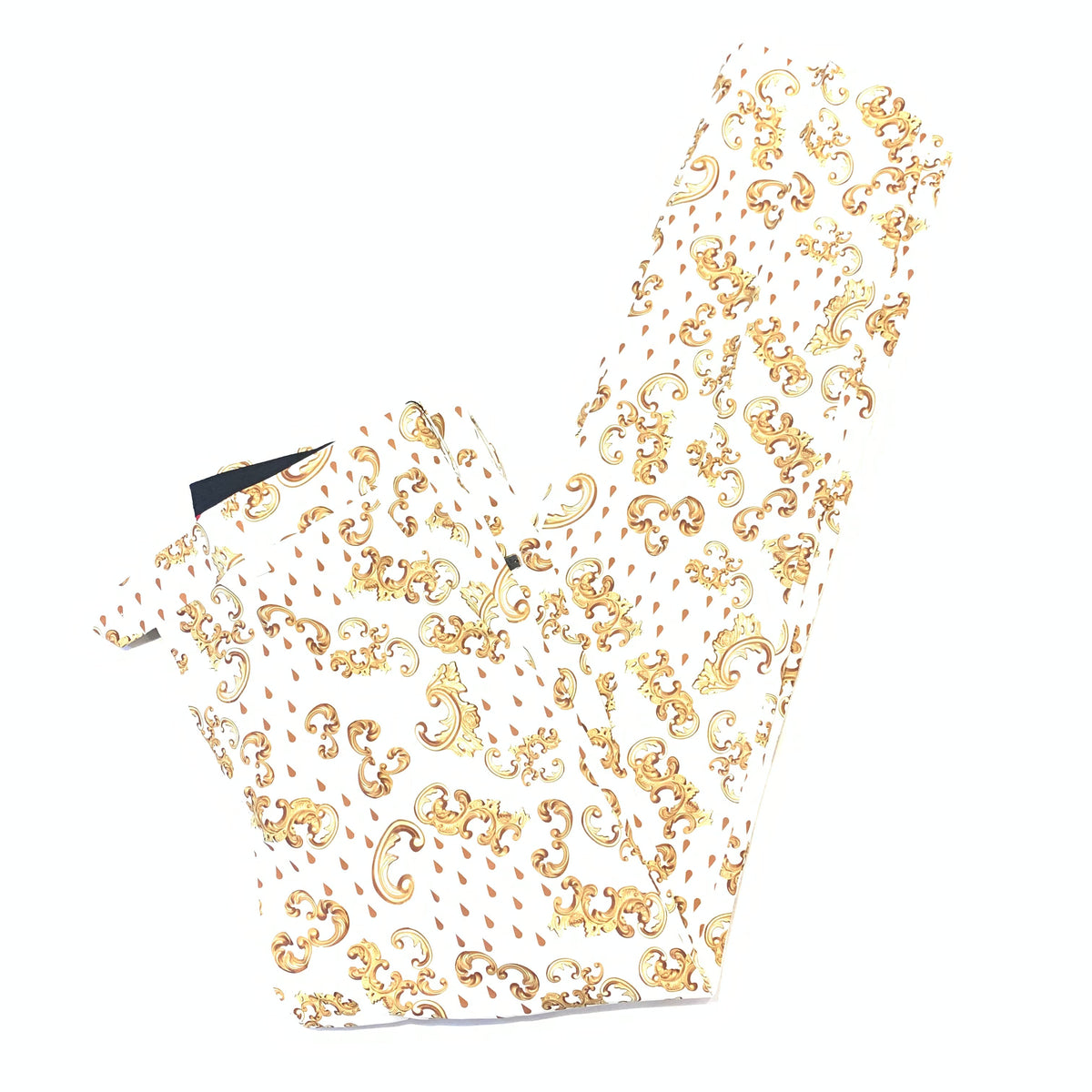 Barabas White Gold Royal Print Dress Pants - Dudes Boutique