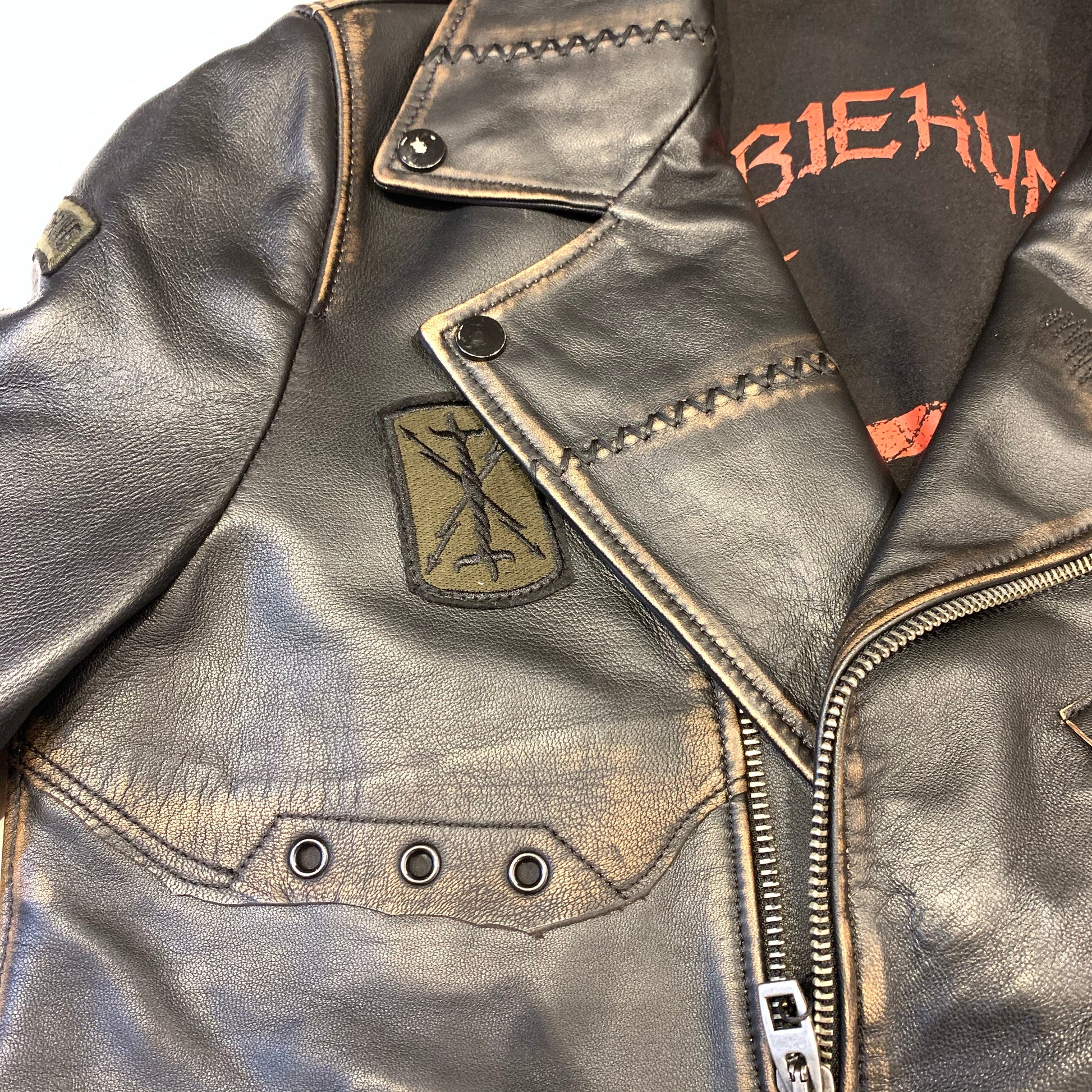 Barya NewYork Caution Patched Lambskin Biker Jacket - Dudes Boutique