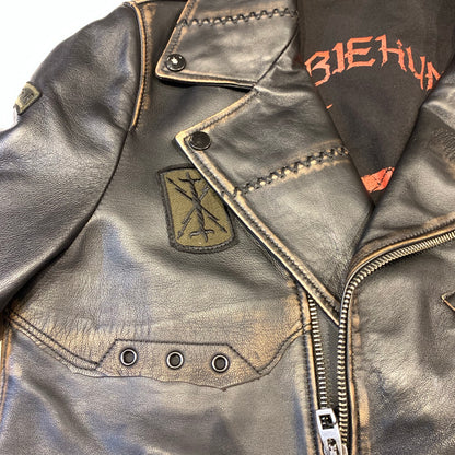 Barya NewYork Caution Patched Lambskin Biker Jacket - Dudes Boutique