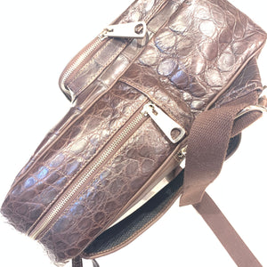 Kashani Chocolate Brown All-Over Alligator Backpack - Dudes Boutique