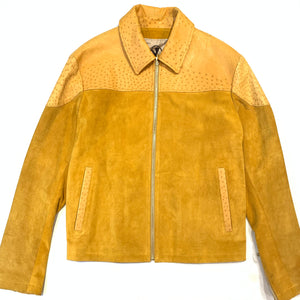 Kashani Men's Canary Yellow Suede/Ostrich Quill Jacket - Dudes Boutique