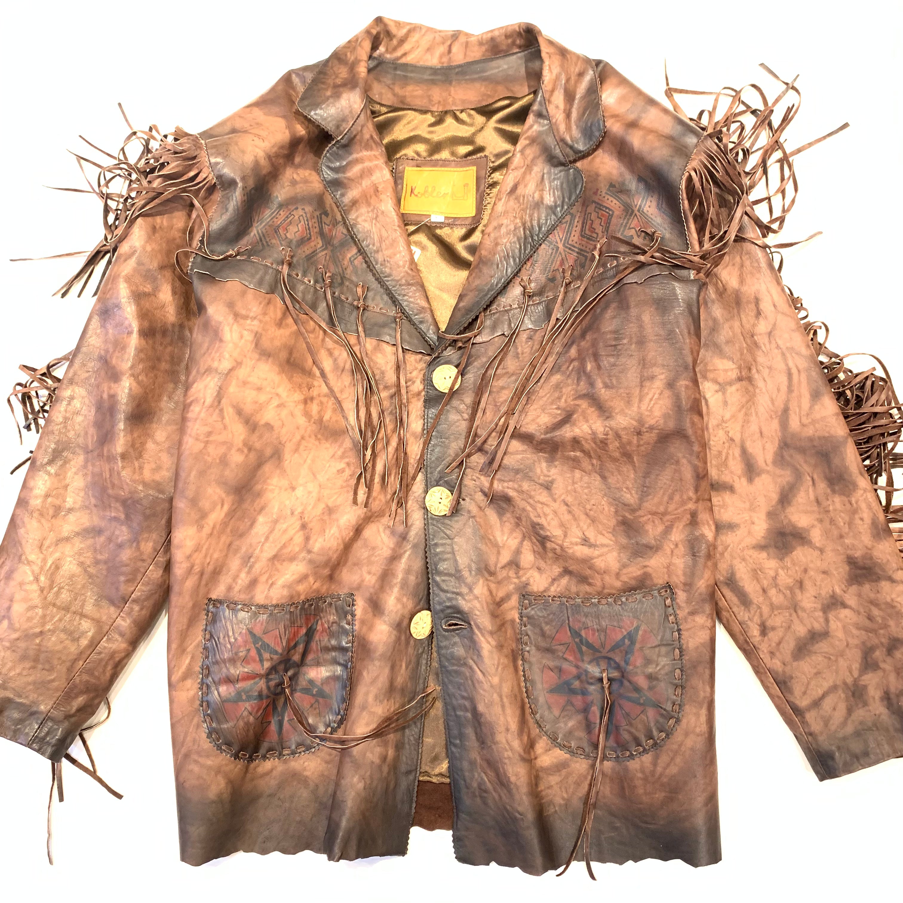 Kobler Hand Crafted Brown Leather Fringe Jacket - Dudes Boutique