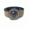Barabas "Lion Guard" Shiny Black/Brown Snake Adjustable Luxury Leather Dress Belt - Dudes Boutique