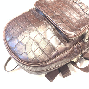 Kashani Chocolate Brown All-Over Alligator Backpack - Dudes Boutique