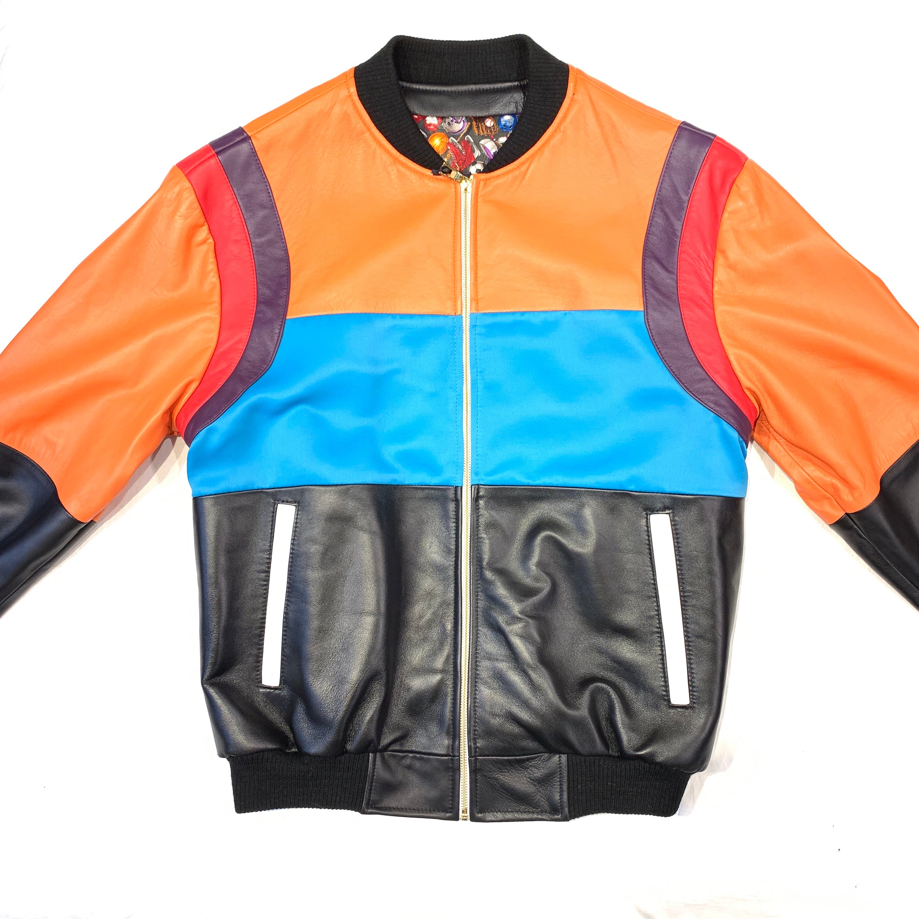 Kashani ColorBlock Lambskin MA-1 Bomber Jacket - Dudes Boutique