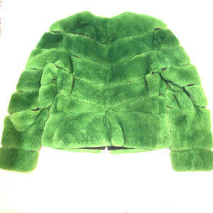 Barya NewYork Ladies Cim Yesil Green Rex Chinchilla Fur Coat - Dudes Boutique