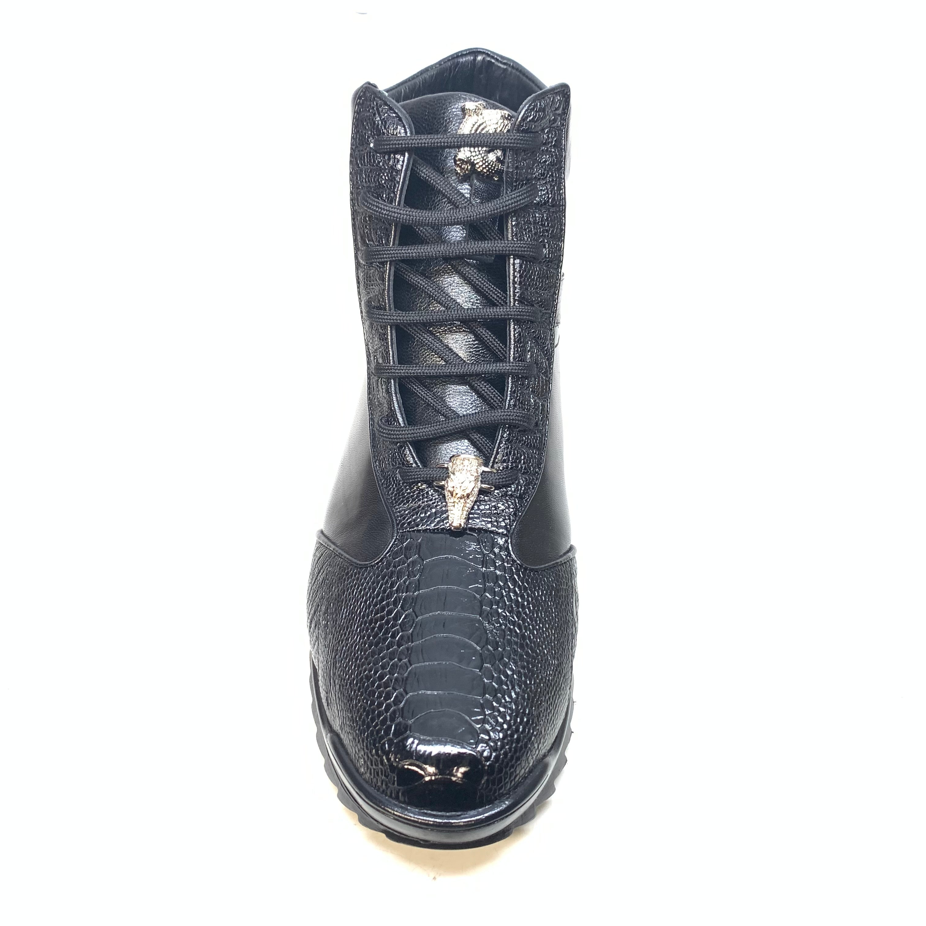 Los Altos Black Ostrich Leg High-top Sneakers - Dudes Boutique