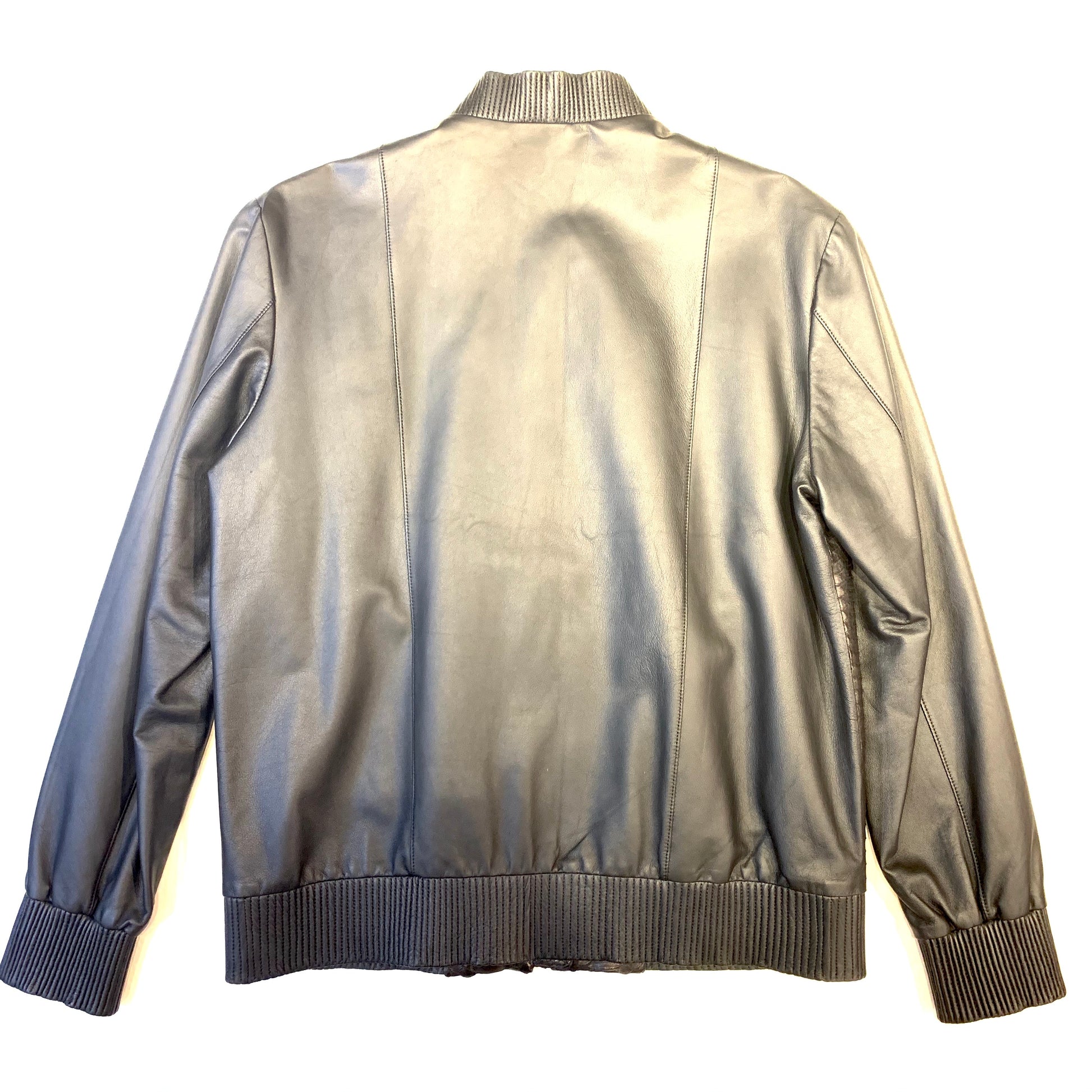 Kashani Men's Jet Black Python/Lambskin Baseball Jacket - Dudes Boutique