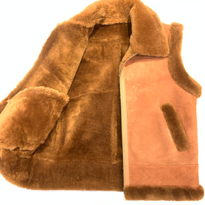 Kashani Men's Cinnamon Brown Suede Shearling Vest - Dudes Boutique