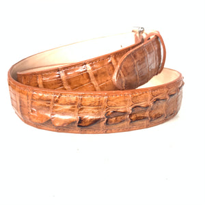 Kashani Cognac Hornback Crocodile Tail Exotic Skin Belt - Dudes Boutique