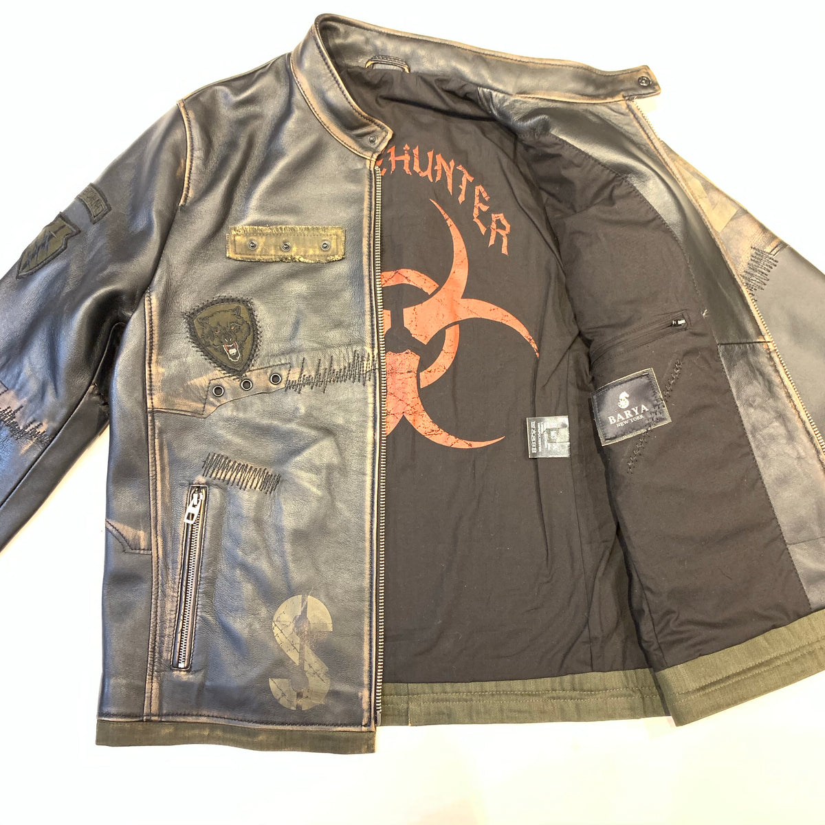 Barya NewYork War Zone Patched Lambskin Bomber Jacket - Dudes Boutique