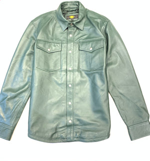 Kashani Men's Forest Green Lambskin Button-Up Shirt - Dudes Boutique